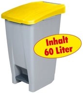 BRB-Lagertechnik M&uuml;lleimer Tretabfalleimer mit Rollen, Inhalt 60 Liter, Leichte