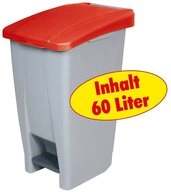 BRB-Lagertechnik M&uuml;lleimer Tretabfalleimer mit Rollen, Inhalt 60 Liter, Leichte