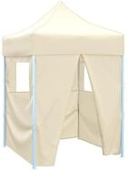 vidaXL Partyzelt Profi-Partyzelt Faltbar mit 4 Seitenw&auml;nden 2&times;2m Stahl Creme