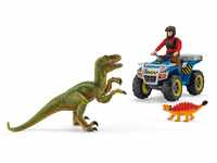 Schleich® Spielzeug-Quad DINOSAURS, Flucht auf Quad vor Velociraptor (41466),...