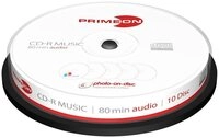 PRIMEON CD-Rohling Primeon 2761111 CD-R Audio Rohling 10 St. Spindel Bedruckbar