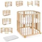Waldin Babybett Mobiles Babybett aus Holz 7in1 mit Matratze, mitwachsend