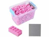Katara Bausteine 520 Stück mit Box und Grundplatte pink