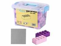 Katara Bausteine 520 Stück mit Box und Grundplatte pink/lila