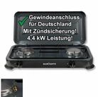 BlueCraft Gaskocher 2 flammig mit Z&uuml;ndsicherung 50mbar Propan Gas Campingkocher 4,4
