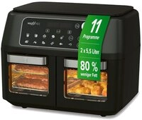 MAXXMEE Hei&szlig;luftfritteuse Doppelkammer 11L 2 x 5,5l digitale Bedienung &