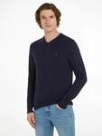 V-Ausschnitt-Pullover TOMMY HILFIGER "PIMA ORG CTN CASHMERE V NECK", Herren, Gr. L,