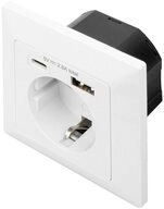 Digitus Steckdose Digitus DA-70615 Unterputz-Steckdose mit USB Wei&szlig;