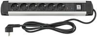 fortis Steckdosenleiste (Kabell&auml;nge 1.6 m), 6-fach H05VV-F3G1,5 1,6m Aluminium