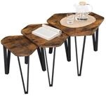 VASAGLE Beistelltisch, Couchtisch, Satztische, mit Metallbeinen, 3er Set