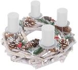 MCW Adventskranz T867-R, Mit 4 Kerzenhaltern, Aufwendig geschm&uuml;ckt