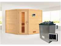Karibu Sauna "Leona" mit Energiespartür Ofen 9 KW externe Strg modern, BxTxH:...