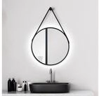 Talos Wandspiegel Black Light, Durchmesser: 50 cm, mattschwarz lackiert, IP24