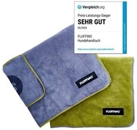 FLUFFINO&reg; Hundehandtuch Mikrofaser &ndash; 2er-Pack - 120 x 70 cm - Grau & Gr&uuml;n,