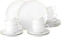Seltmann Weiden Kaffeeservice Geschirr-Set, Service Liberty Goldrand (18-tlg), 6