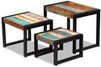 vidaXL Beistelltisch 3-tlg. Satztisch-Set Altholz (3-St)