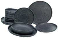CreaTable Tafelservice Uno Black Lava Stone (12-tlg), 4 Personen, Steinzeug