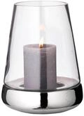 EDZARD Windlicht Bora, Glas, Silber-Optik, Laterne f&uuml;r Stumpenkerzen, &Oslash; 18 cm