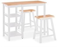 vidaXL Sitzgruppe Bar Set 3 St&uuml;ck MDF Wei&szlig; Hochst&uuml;hle Barhocker Bar