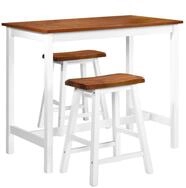 vidaXL Essgruppe Bartisch- und Hocker-Set 3-tlg. Massivholz, (3-tlg)