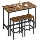 VASAGLE Bartisch Bartisch-Set, Esstisch(120 x 60 x 90 cm) mit 2 Barhochern