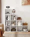VASAGLE B&uuml;cherregal, Raumteiler, W&uuml;rfelregal, viel Stauraum, Stufenregal