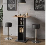 Vicco Bartisch Rodeo, Anthrazit/Goldkraft Eiche, 70 x 70 cm mit 2 Barhockern (3-St)