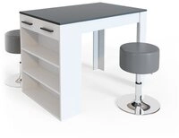 Vicco Bartisch Repose, Anthrazit/Wei&szlig;/Wei&szlig;, 67 x 100 cm mit 2 Hockern (3-St)