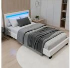Juskys Polsterbett Paris, 90x200 cm, Kunstleder, hohes Kopfteil, robustes Bett,