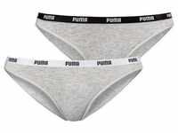 PUMA Bikinislip Iconic (Packung, 2-St) mit schmalem Logo-Webbündchen, grau