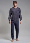 G&Ouml;TZBURG Pyjama Bronx (2 tlg) Langarm, V-Ausschnitt, lange Hose, Baumwolle, mit