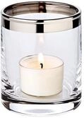 EDZARD Windlicht Molly, H&ouml;he 8 cm, &Oslash; 7 cm, Kristallglas mit Platinrand, f&uuml;r