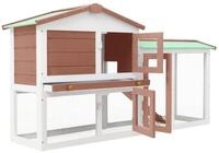 vidaXL Kleintierstall, Gro&szlig;er Kaninchenstall Braun und Wei&szlig; 145x45x84 cm Holz