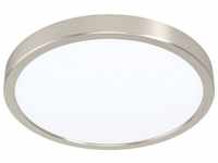 EGLO LED Deckenleuchte FUEVA, 1-flammig, Ø 28 cm, Nickelfarben, Weiß, LED fest