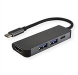 VALUE USB Typ C Dockingstation, HDMI 4K, 2x USB Typ A + Typ C PD 12.99.1042