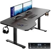 Casaria Schreibtisch, H&ouml;henverstellbar Elektrisch 160x75cm L-Form LCD- Display