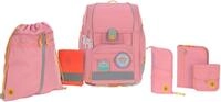 L&Auml;SSIG Schulranzen Unique, Boxy, Pink (Set, 7-tlg), PETA-approved vegan, aus