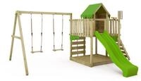 FATMOOSE Kletterger&uuml;st JazzyJungle Jam XXL mit Schaukel &ndash; Spielturm mit Rutsche,