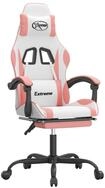 vidaXL Gaming-Stuhl Gaming-Stuhl mit Fu&szlig;st&uuml;tze Drehbar Wei&szlig; & Rosa Kunstleder (1