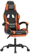 vidaXL Gaming-Stuhl Gaming-Stuhl mit Fu&szlig;st&uuml;tze Drehbar Schwarz & Orange Kunstleder