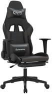 vidaXL Gaming-Stuhl Gaming-Stuhl mit Massage & Fu&szlig;st&uuml;tze Schwarz & Grau Kunstleder