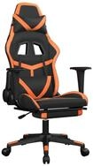 vidaXL Gaming-Stuhl, Gamer Stuhl mit Fu&szlig;st&uuml;tze Schwarz und Orange Kunstleder