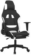 vidaXL Gaming-Stuhl, Gamer Stuhl mit Fu&szlig;st&uuml;tze Schwarz und Wei&szlig; Stoff
