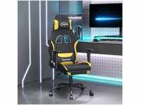 vidaXL Gaming-Stuhl mit Fußstütze Stoff (3143722-3143732) schwarz/gelb...