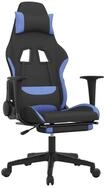 vidaXL Gaming-Stuhl Gaming-Stuhl mit Massage & Fu&szlig;st&uuml;tze Schwarz und Blau Stoff (1