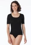 Kurzarmshirt SCHIESSER "Luxury", Damen, Gr. 36, schwarz, Feinripp, Obermaterial: 100%