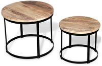 vidaXL Couchtisch 2-tlg. Couchtisch-Set Raues holz Rund 40cm/50cm (1-St)