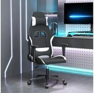 vidaXL Gaming-Stuhl, Gaming-Stuhl Schwarz und Wei&szlig; Stoff