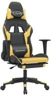 vidaXL Gaming-Stuhl, Gamer Stuhl mit Fu&szlig;st&uuml;tze Schwarz und Golden Kunstleder