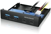 GRAUGEAR G-MP02 Multi Frontblende USB-Adapter, USB-Hub, USB 3.2 Gen2, USB C,...